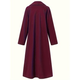 Plus Size Casual Trench Coat â€“ Chic Lapel Overcoat with Durable, Easy Care Knit & Pockets for Spring/Fall