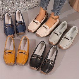 Women's Casual Flat Shoes, Solid Color Soft Sole Slip On Anti-slip Shoes, Comfy Flat Loafers