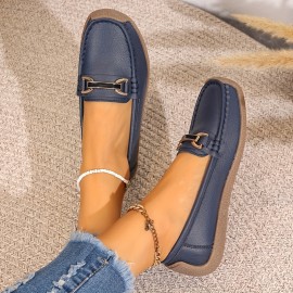 Women's Casual Flat Shoes, Solid Color Soft Sole Slip On Anti-slip Shoes, Comfy Flat Loafers