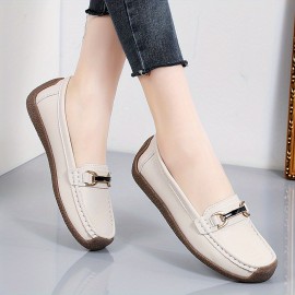 Women's Casual Flat Shoes, Solid Color Soft Sole Slip On Anti-slip Shoes, Comfy Flat Loafers