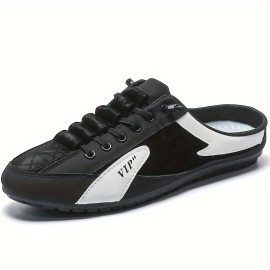 Men's Trendy Slip On Mule Shoes, Comfy Non Slip Casual Lace Up Soft Sole Sneakers For Men's Outdoor Activities