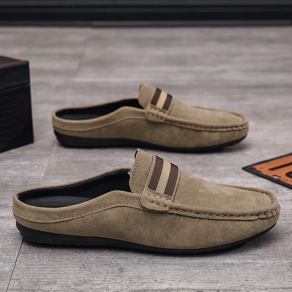 Men's Moc Toe Slip-on Mules, Casual Walking Slippers Outdoor, Backless Loafers, Open Back Shoes