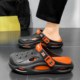 Men's Trendy Colour Block Hollow Out Clogs, Comfy Non Slip Soft Sole Casual EVA Slippers For Men's Outdoor Activities