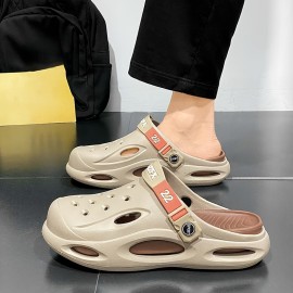 Men's Trendy Colour Block Hollow Out Clogs, Comfy Non Slip Soft Sole Casual EVA Slippers For Men's Outdoor Activities