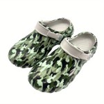 Men's Trendy Camouflage Hollow Out Clogs, Comfy Non Slip Casual Durable Anti Odor EVA Slippers For Men's Summer Outdoor Activities