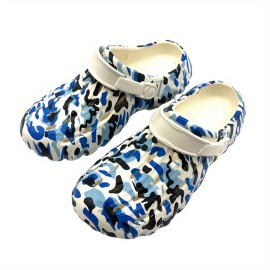 Men's Trendy Camouflage Hollow Out Clogs, Comfy Non Slip Casual Durable Anti Odor EVA Slippers For Men's Summer Outdoor Activities