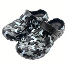 Men's Trendy Camouflage Hollow Out Clogs, Comfy Non Slip Casual Durable Anti Odor EVA Slippers For Men's Summer Outdoor Activities