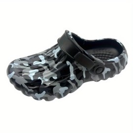 Men's Trendy Camouflage Hollow Out Clogs, Comfy Non Slip Casual Durable Anti Odor EVA Slippers For Men's Summer Outdoor Activities