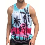 Coconut Tree Print, Men's Tanktop, Casual Loose Sleeveless Shirt For Summer Holiday