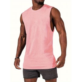 Summer Men's Quick Dry Moisture-Wicking Breathable Tank Tops, Athletic Gym Bodybuilding Sports Sleeveless Shirts, For Running Training, Men's Clothing