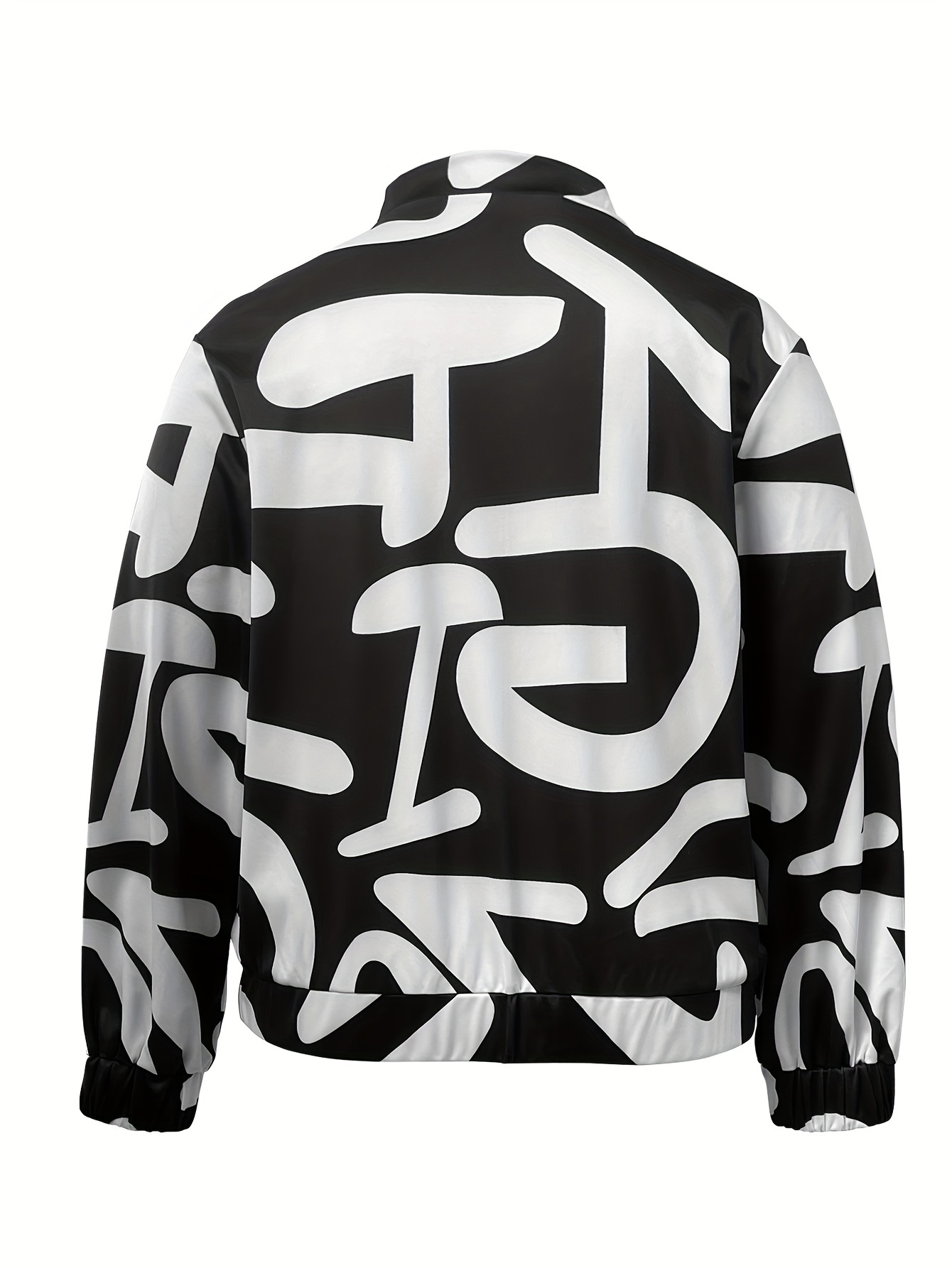 plus size casual coat womens plus graffiti print long sleeve zip up bomber jacket details 0