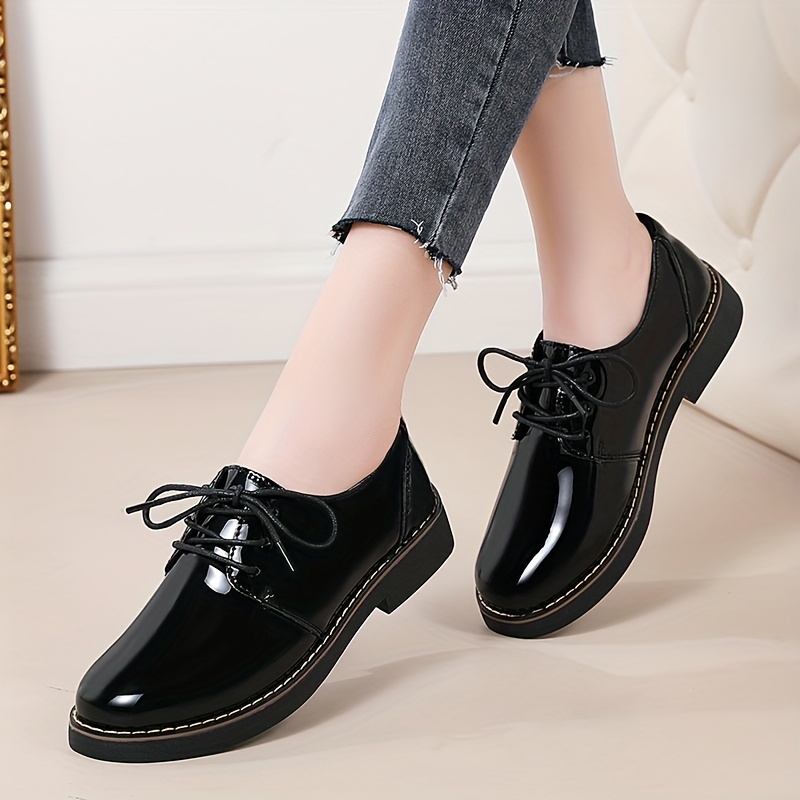 solid color oxford shoes women s lace platform casual soft details 1