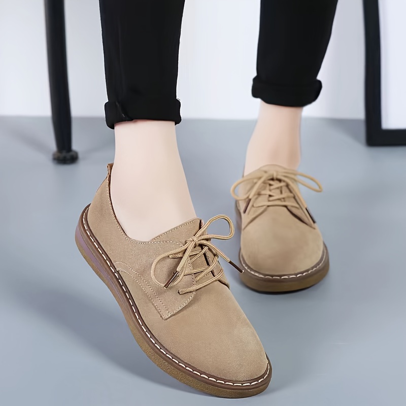 womens solid color oxford shoes lace up comfy platform soft sole shoes lightweight low top daily shoes details 0