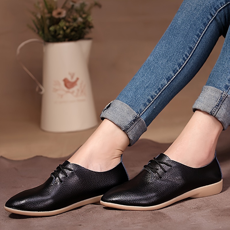 solid color flat oxfords women s comfortable pointed toe details 3