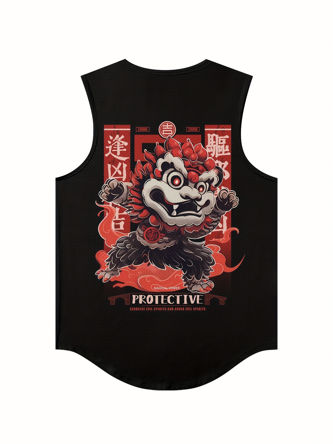 Summer Man No Sleeve Breathable Tank Top Sport Vest Outdoor Beach Sports Vest Chinese Talisman Animal Design Good Luck Animal details 2