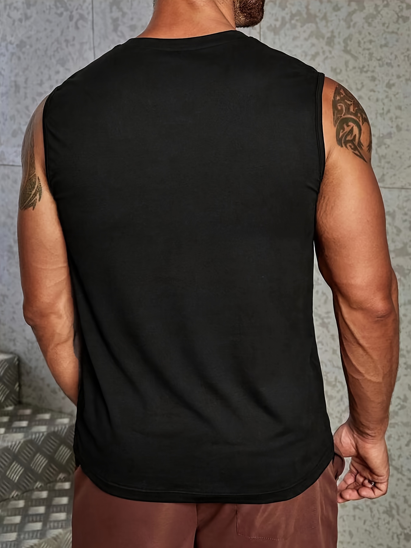 grimace pattern comfy breathable tank top mens casual stretch sleeveless t shirt for summer gym workout training basketball details 0