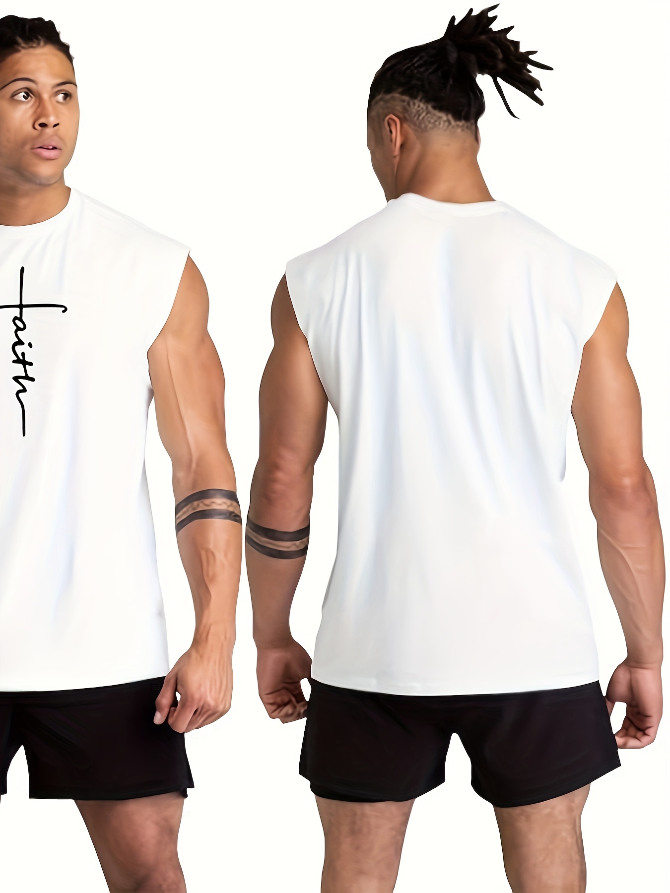 faith digital print mens sleeveless round neck fitness sports tank top summer outdoor details 8