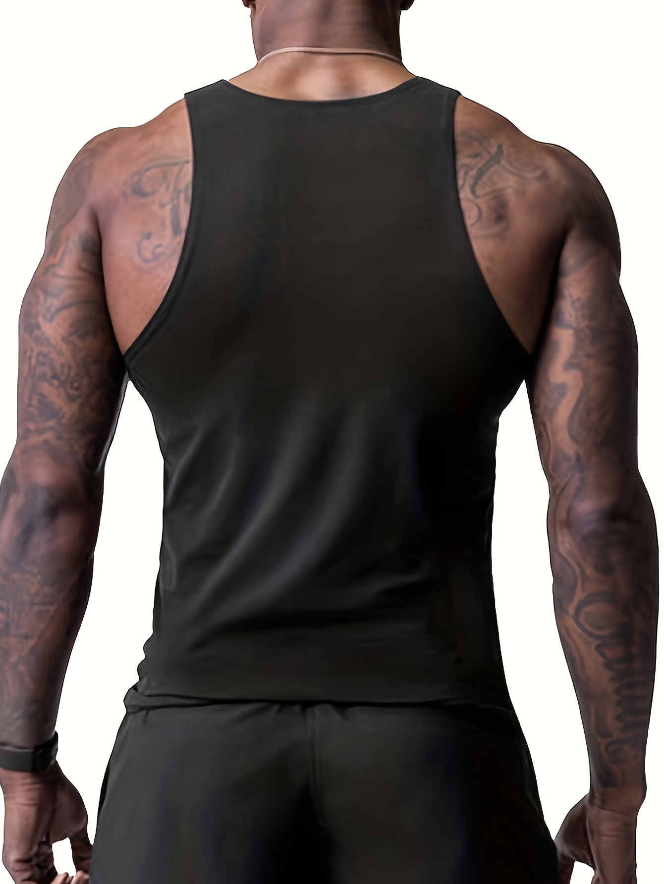 mens solid tank top active crew neck skinny sleeveless top mens clothing for summer outdoor details 2